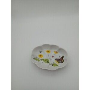 Vintage Porcelain Soap Yellow Flowers Butterfly Bee Unbranded Unsigned